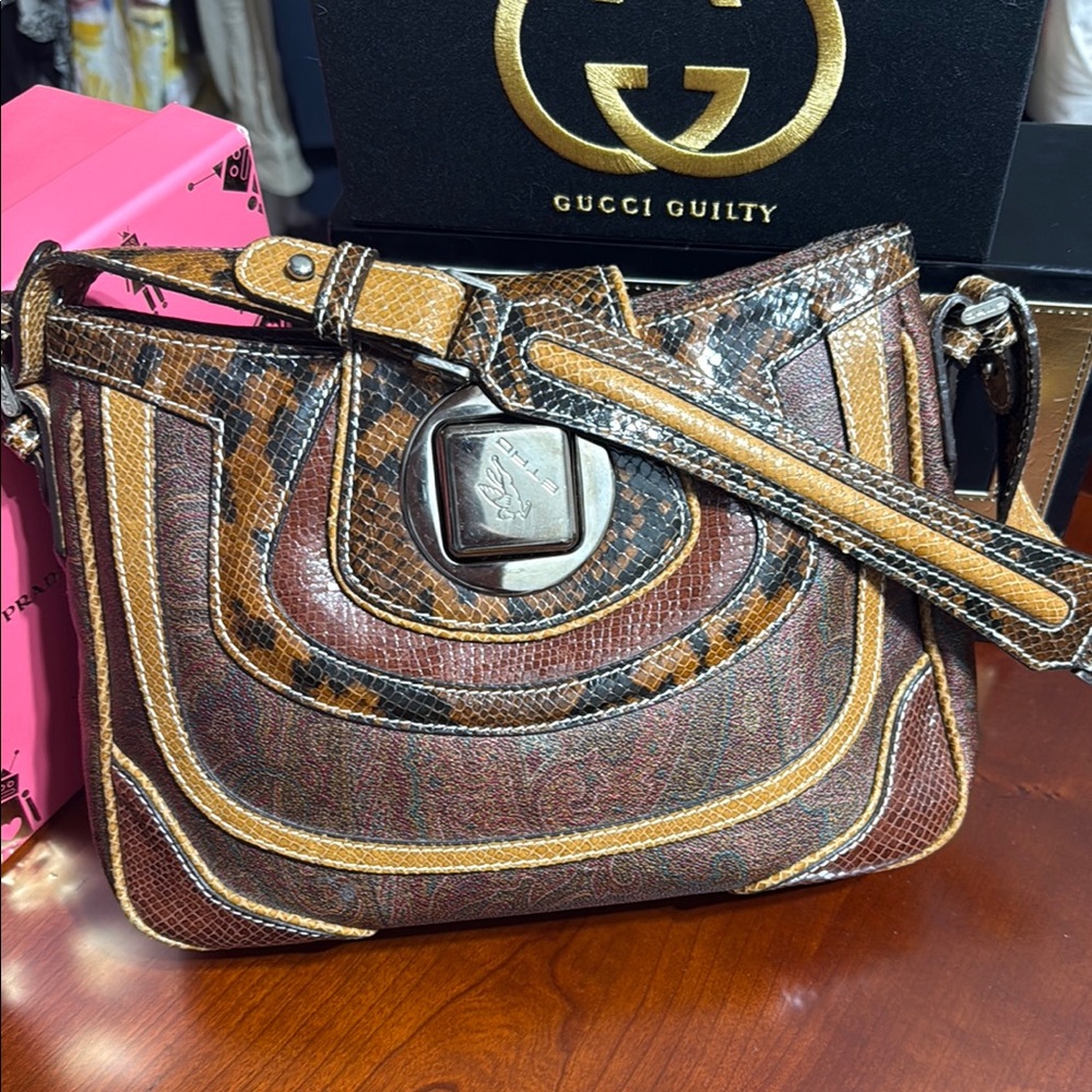 Etro Multicolor Leather Shoulder Bag